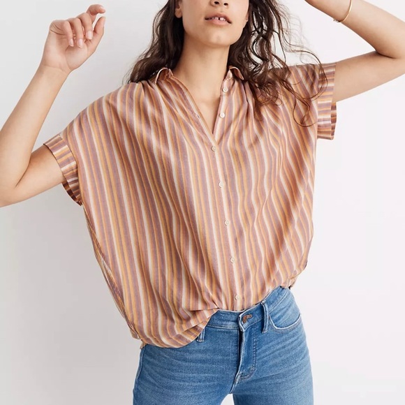 Madewell Tops - Madewell Shirt Rainbow Stripe Button Front Size Small